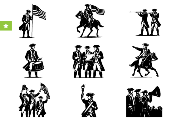 American Revolution Patriot Silhouettes: Timeless Vintage Graphics