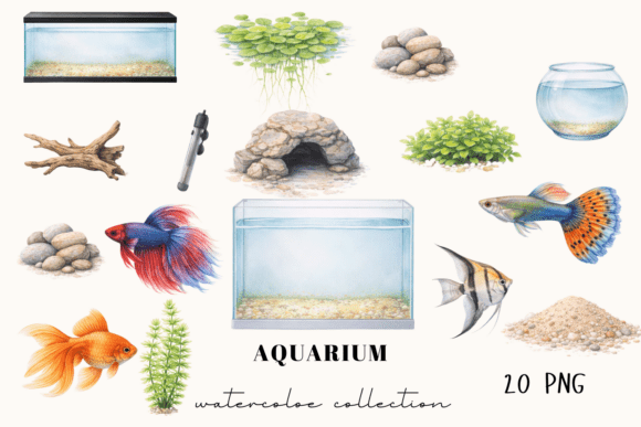 Aquarium Clipart Set: Watercolor Fish for Creative Projects