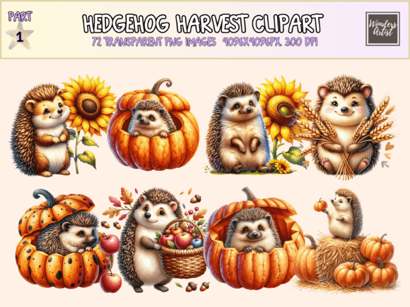 Bring Cozy Woodland Joy with Hedgehog Harvest Clipart