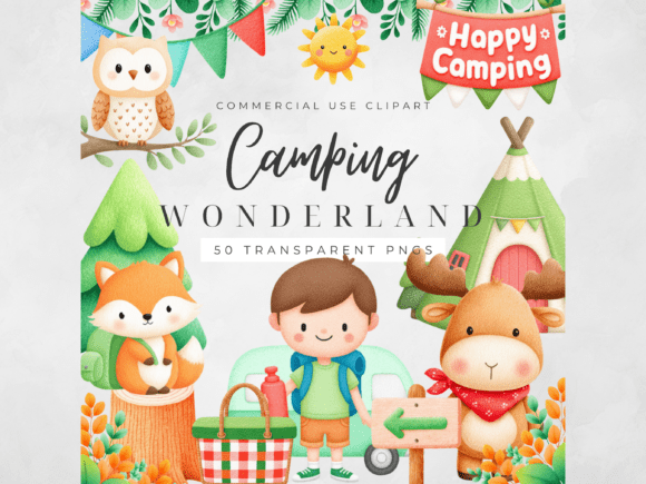 Camping Clipart Outdoor Adventure PNG Set