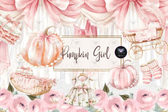 Charming Pumpkin Girl Watercolor Clipart for Autumn Projects