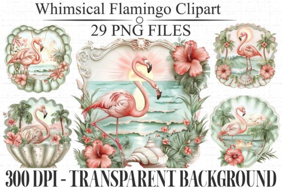 Dreamy Tropical Flamingo Clipart for Summer Designs