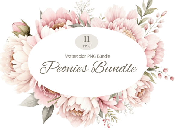 Elevate Your Designs with Soft Peony Watercolor Clipart