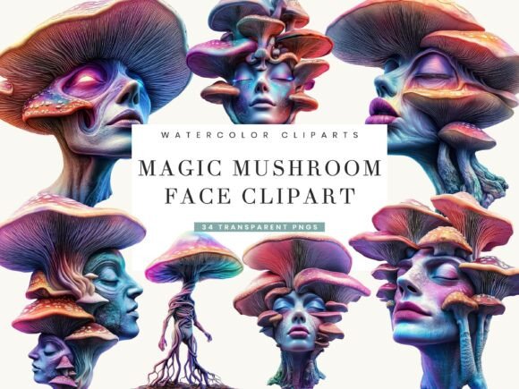 Enchanting Magic Mushroom Face Clipart for Creative Projects