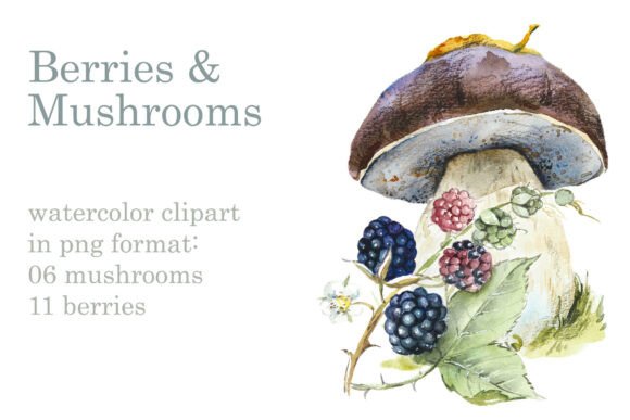 Handcrafted Berries & Mushrooms Clipart for Creative Projects