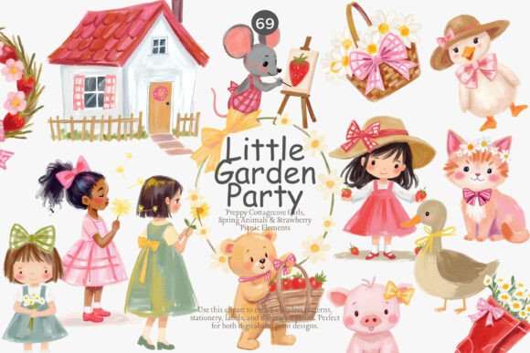 Little Garden Party Clipart: Springtime Charm for Creative Projects