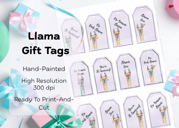 No Prob-Llama Gift Tags - Light Purple