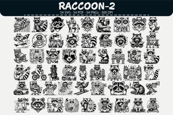 Raccoon Vector Bundle – 54 Designs for Creative Projects