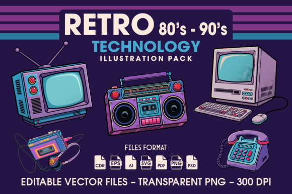 Revive the Pixelated Past: A Guide to the Retro 80s–90s Tech Illustration Pack