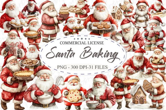 Santa Baking Clipart: 31 Designs for Festive Creations