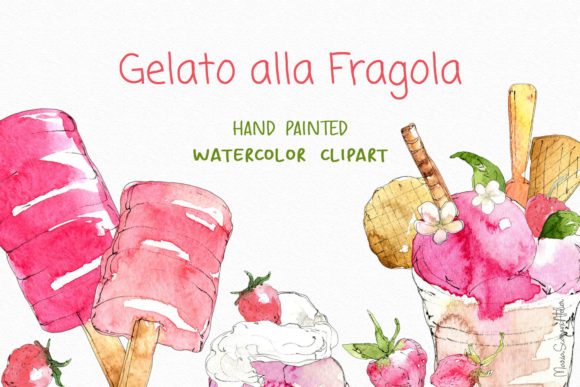 Strawberry Ice Cream Watercolor Clipart: A Sweet Asset for Creatives