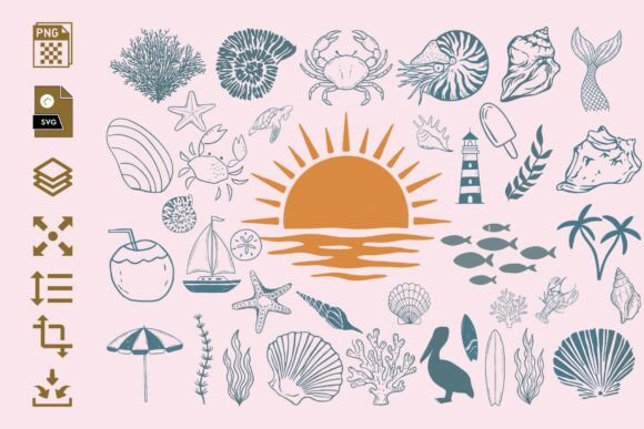 Summer Beach Clipart Bundle: Your Complete PNG & SVG Toolkit