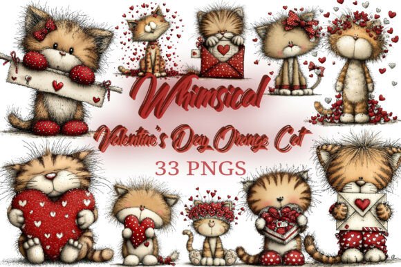 Valentine’s Day Orange Cat Clipart Png: Feline Charm for Your Designs