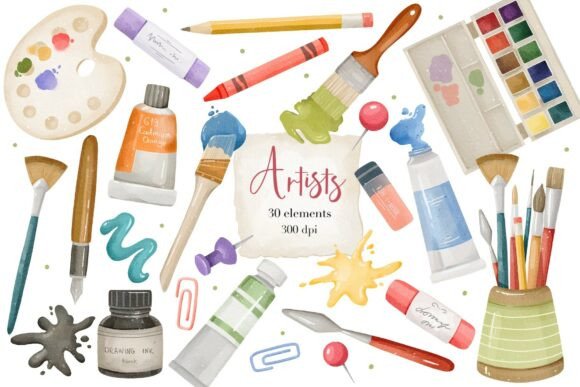 Watercolor Art Supplies Clipart: A Designer’s Toolkit in Pixels