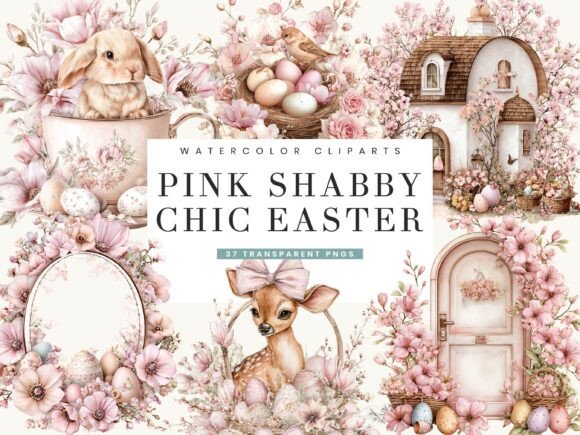 Watercolor Pink Shabby Chic Easter: Crafting a Cozy, Vintage Vibe
