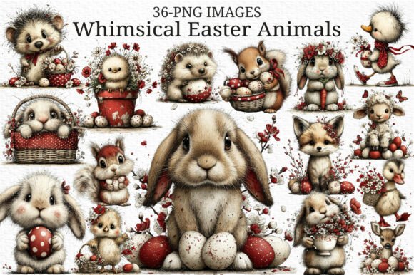 Whimsical Easter Animals Clipart PNG: A Designer's Spring Asset