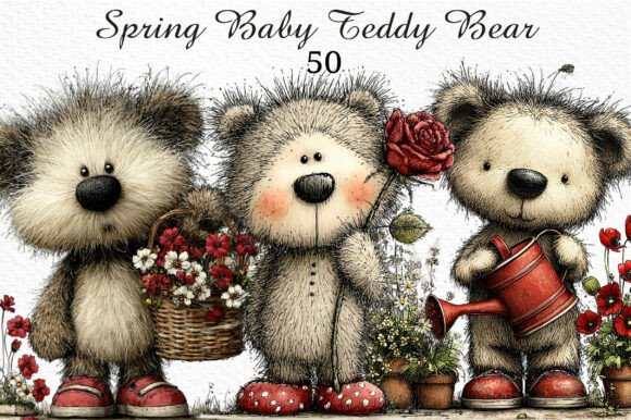 Whimsical Spring Baby Teddy Bear Clipart: Softening Your Brand's Visual Voice