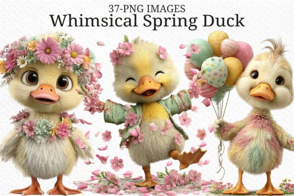 Whimsical Spring Duck Clipart PNG: A Bundle of Joy for Your Designs