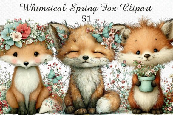 Whimsical Spring Fox Clipart for Your Creative Projects